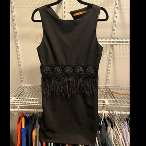 Alice & Olivia Size 6 Black Feather Dress
